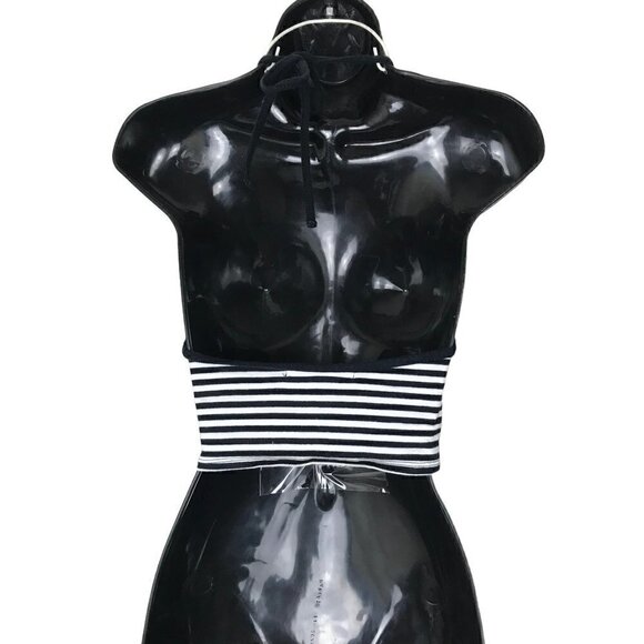 ALMOST Famous Black & White Stripped With Daisies Halter Top  Size S - Picture 4 of 6